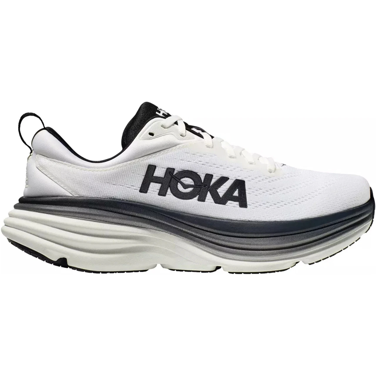 HOKA ONE ONE Men's Bondi 8 - White / Black (Medium Width)