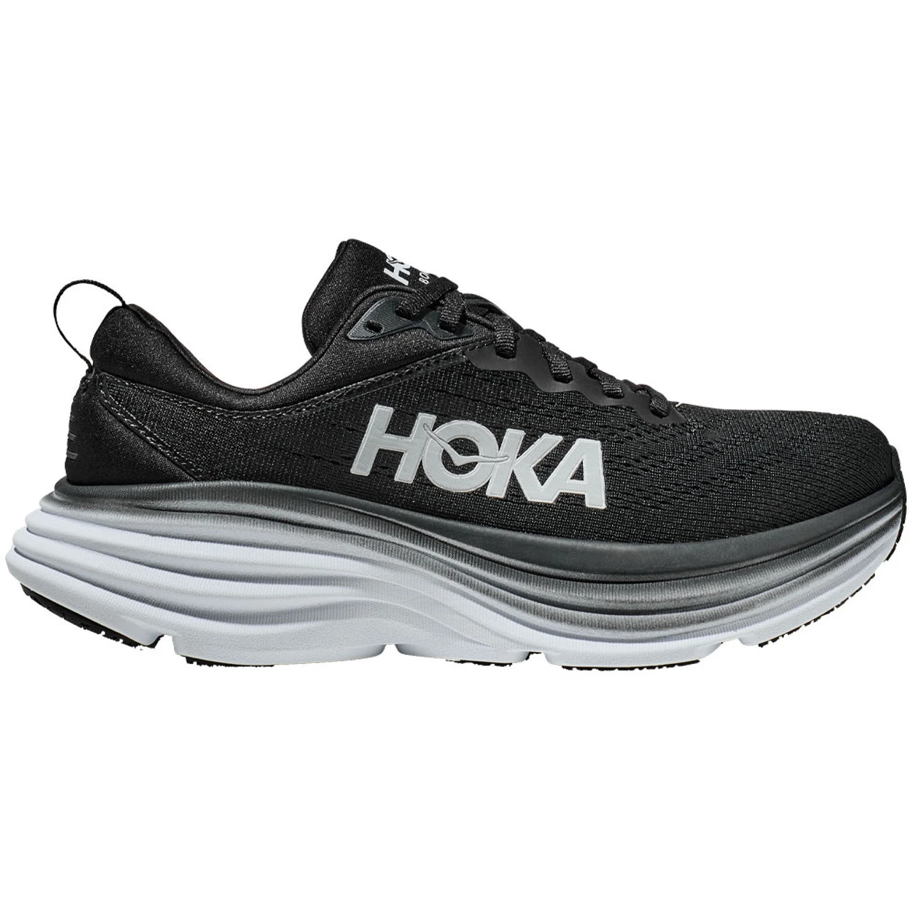 HOKA ONE ONE Women's Bondi 8 - Black / White (Medium Width)