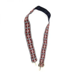 Joy Susan Guitar Strap - Red & Navy Embroidered
