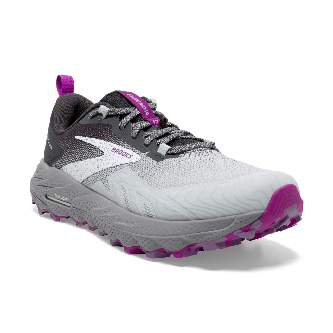 Brooks Women's Cascadia 17 - Oyster / Blackened Pearl / Purple - Image 3