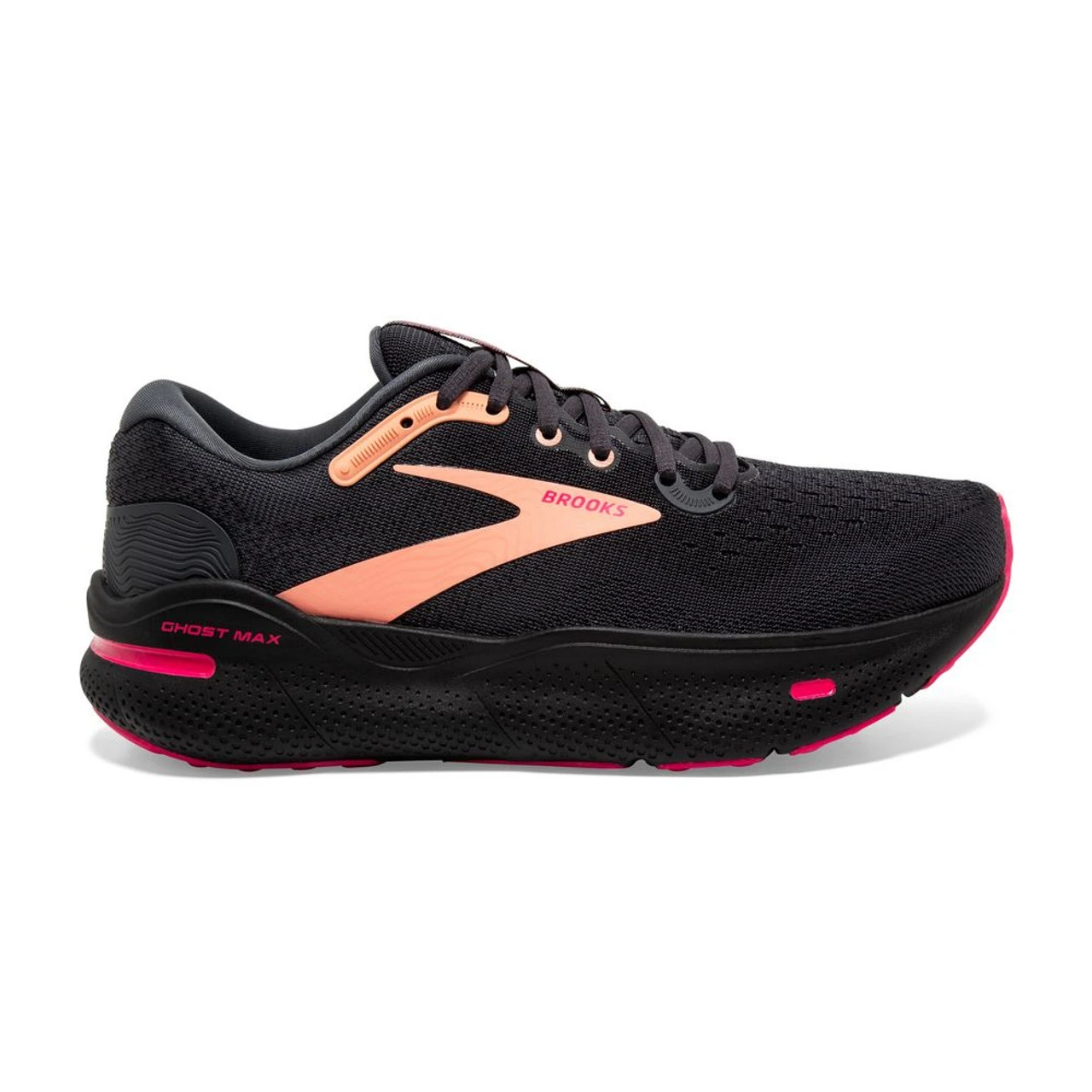 Brooks Women's Ghost Max - Black / Papaya / Raspberry