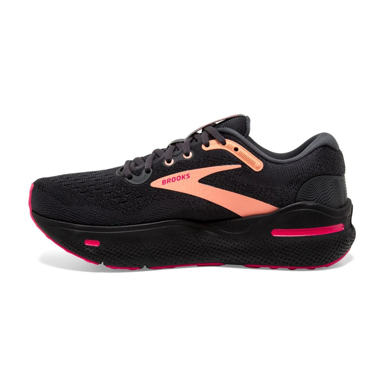 Brooks Women's Ghost Max - Black / Papaya / Raspberry - Image 2