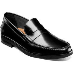 Florsheim Men's Berkley Flex Moc Toe Penny Loafer - Black Smooth