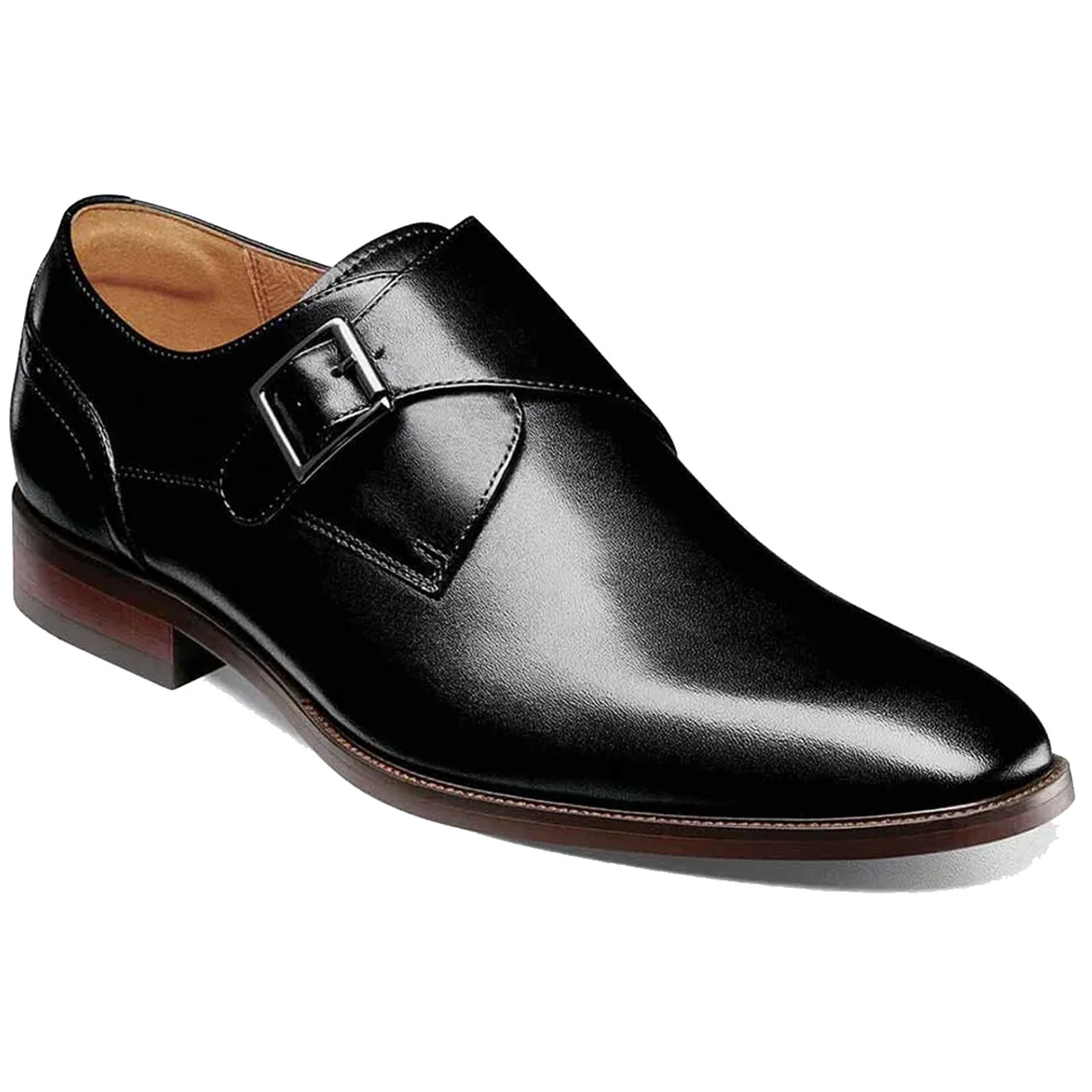 Florsheim Men's Sorrento Plain Toe Single Monk Strap - Black