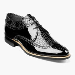 Stacy Adams Men's Dayton Snakeskin Wingtip Oxford - Black