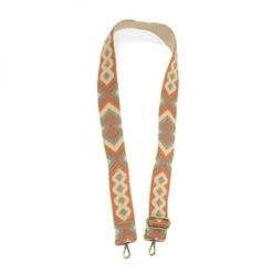 Joy Susan Guitar Strap - Natural/Sage Geometric Embroidered