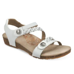 Aetrex Women's Jillian Braided Quarter Strap - White