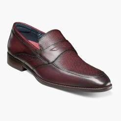 Stacy Adams Men's Karnes Moc Toe Penny Slip-On - Burgundy