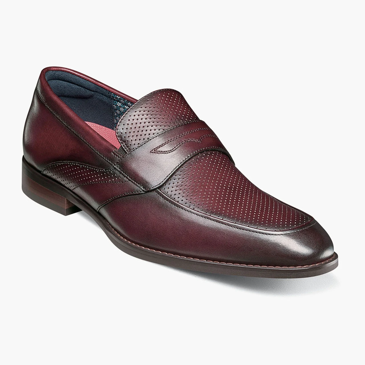 Stacy Adams Men's Karnes Moc Toe Penny Slip-On - Burgundy