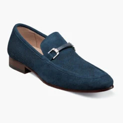 Stacy Adams Men's Wydell Moc Toe Bit Slip-On - Navy Suede