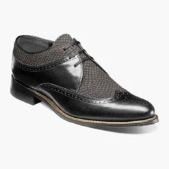 Stacy Adam's Men's Dayton Python Print Wingtip Oxford - Black / Gray