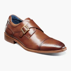 Stacy Adams Men's Mathis Cap Toe Single Monk Strap - Cognac