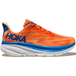 HOKA ONE ONE Men's Clifton 9 - Vibrant Orange / Impala (Medium Width)