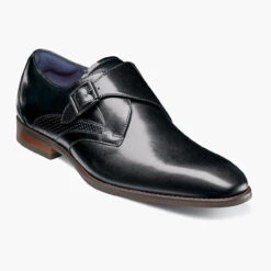 Stacy Adams Men's Karcher Plain Toe Monk Strap - Black