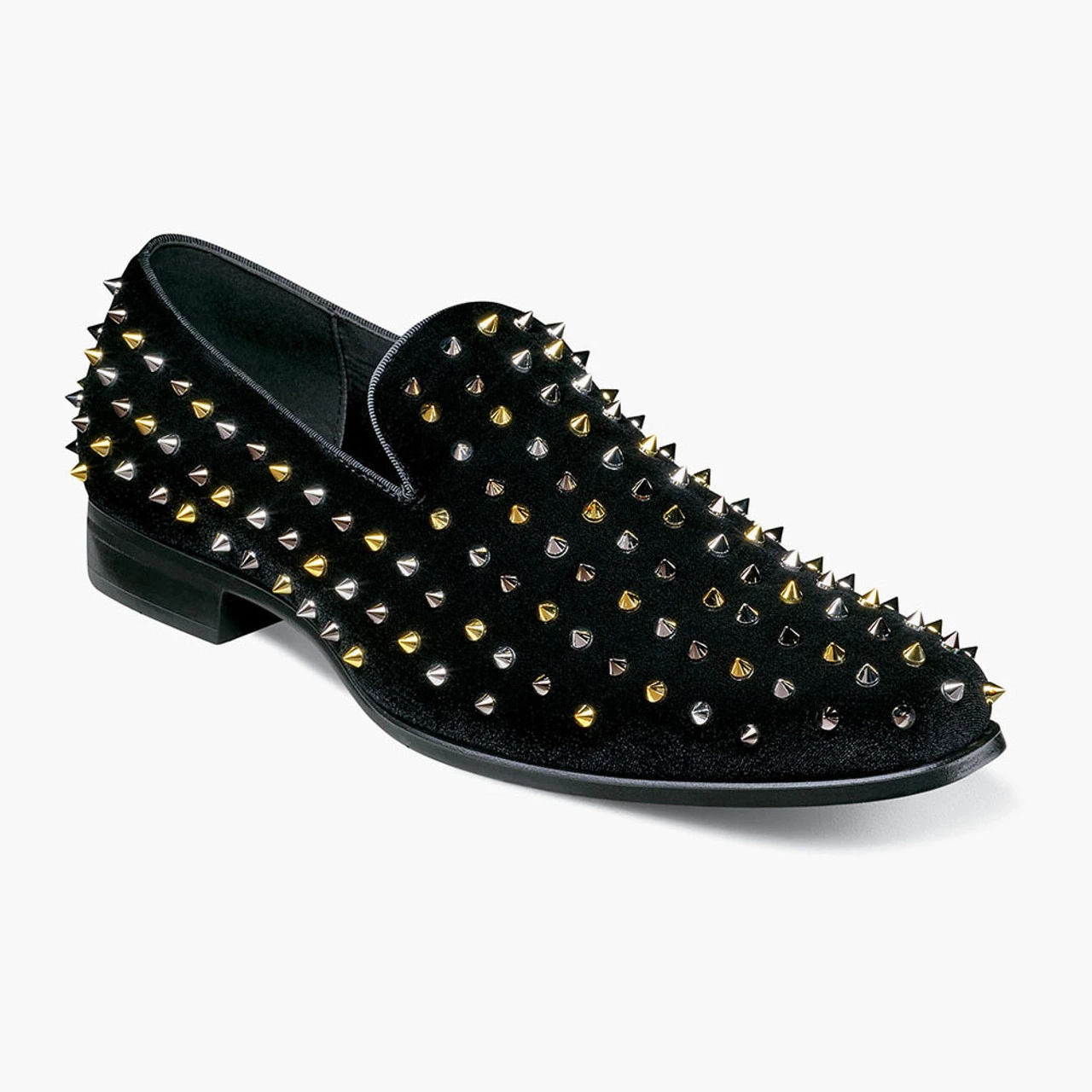 Stacy Adams Men's Spire Spiked Slip-On - Black And Silver
