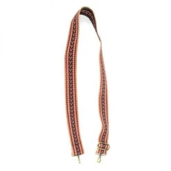 Joy Susan Guitar Strap - Red/Natural Chevron Embroidered