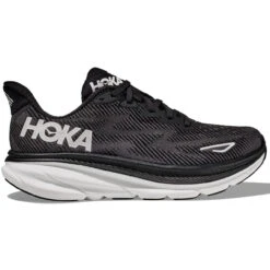 HOKA ONE ONE Men's Clifton 9 - Black / White (Medium Width)
