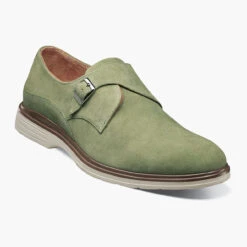 Stacy Adams Men's Taylen Plain Toe Monk Strap - Pistachio Suede