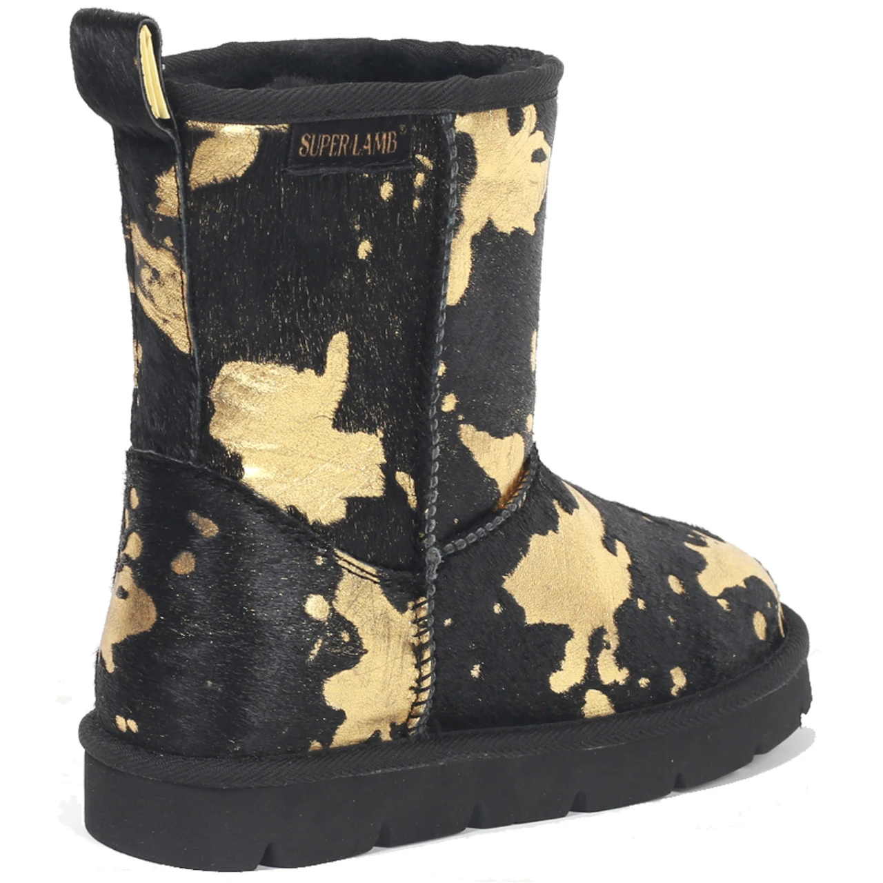 Superlamb Women's Turano 7.5 - Etched Cow Print Black And Gold - Image 2