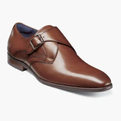 Stacy Adams Men's Karcher Plain Toe Monk Strap - Cognac