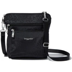 Baggallini Modern Pocket Crossbody - Black Cheetah Emboss