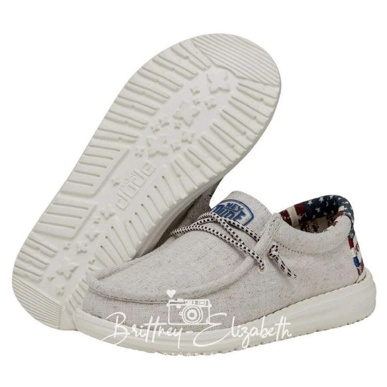 Hey Dude Youth Wally - Off White Patriotic - Image 3