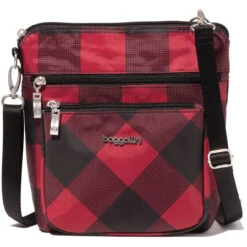 Baggallini Modern Pocket Crossbody - Red Buffalo Plaid