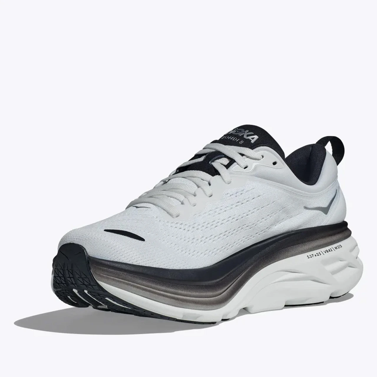 HOKA ONE ONE Men's Bondi 8 - White / Black (Medium Width) - Image 2