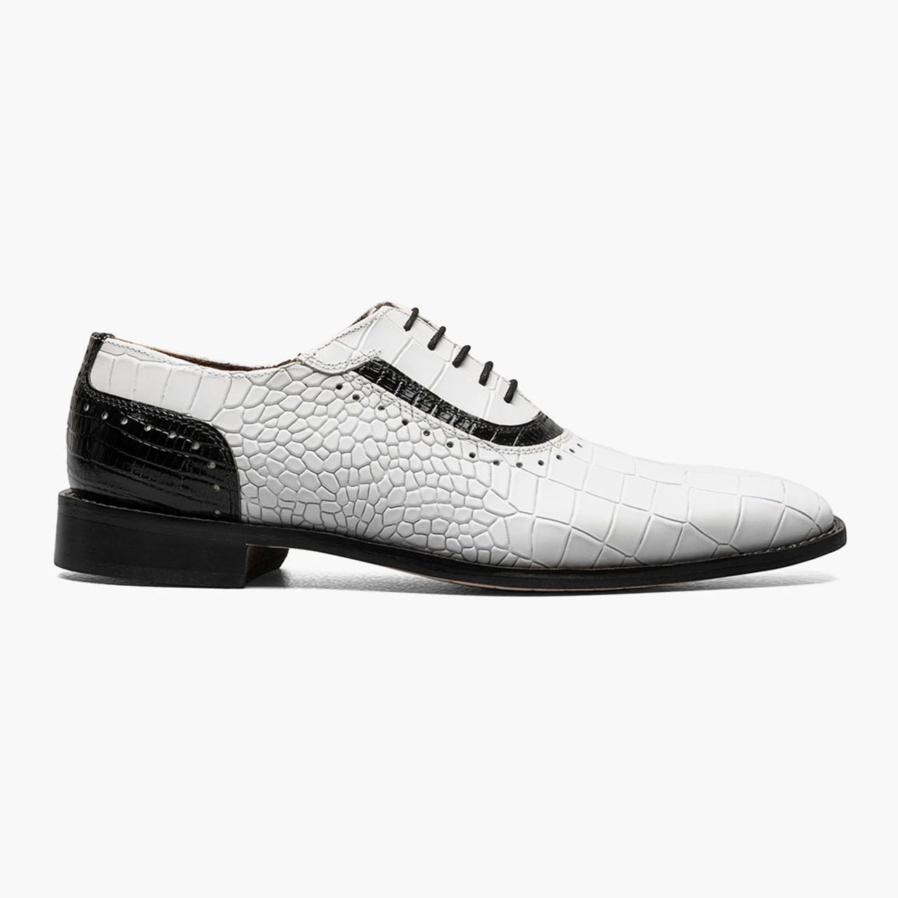 Stacy Adams Men's Riccardi Plain Toe Oxford - Black With White - Image 2