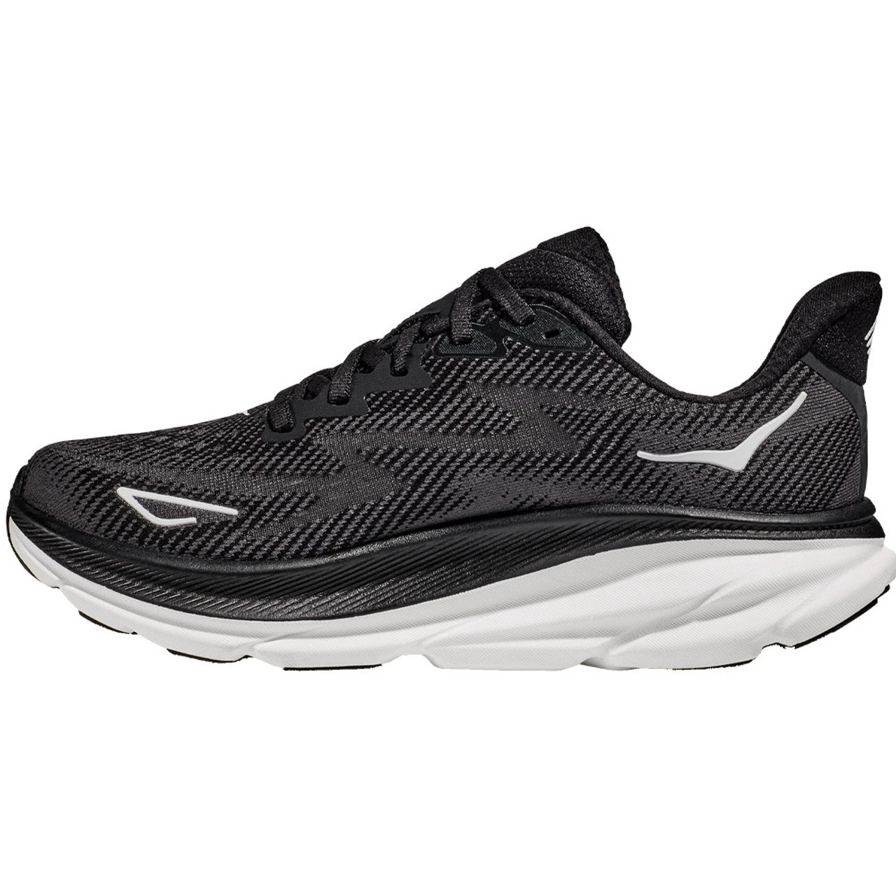 HOKA ONE ONE Women's Clifton 9 - Black / White (Wide Width) - Image 2