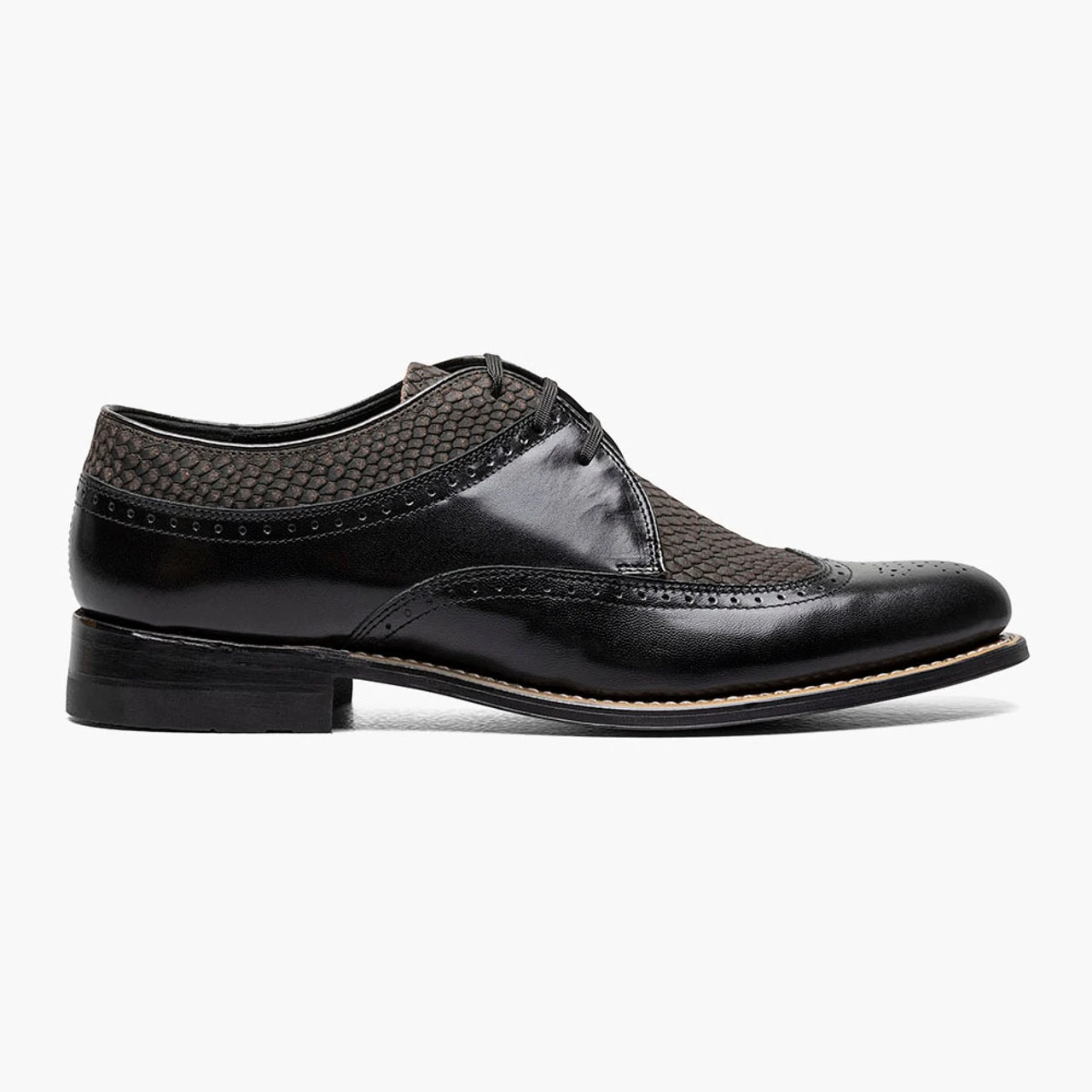 Stacy Adam's Men's Dayton Python Print Wingtip Oxford - Black / Gray - Image 2