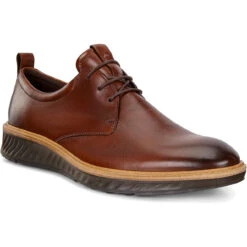 ECCO Men's ST.1 Hybrid Shoe (Plain Toe) - Cognac