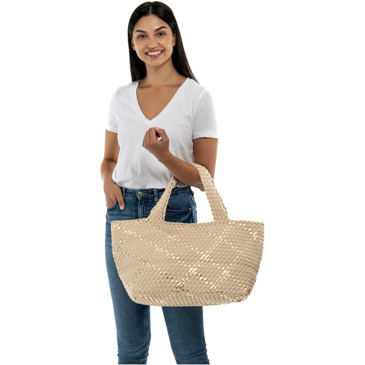 Haute Shore Bobbi Noir Woven Tote - Buff - Image 6