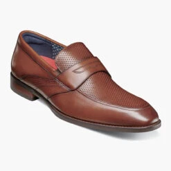 Stacy Adams Men's Karnes Moc Toe Penny Slip-On - Cognac