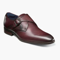 Stacy Adams Men's Karcher Plain Toe Monk Strap - Burgundy