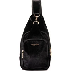 Baggallini Central Park Sling - Black Velvet / Gold Hardware