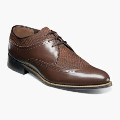 Stacy Adam's Men's Dayton Python Print Wingtip Oxford - Brown