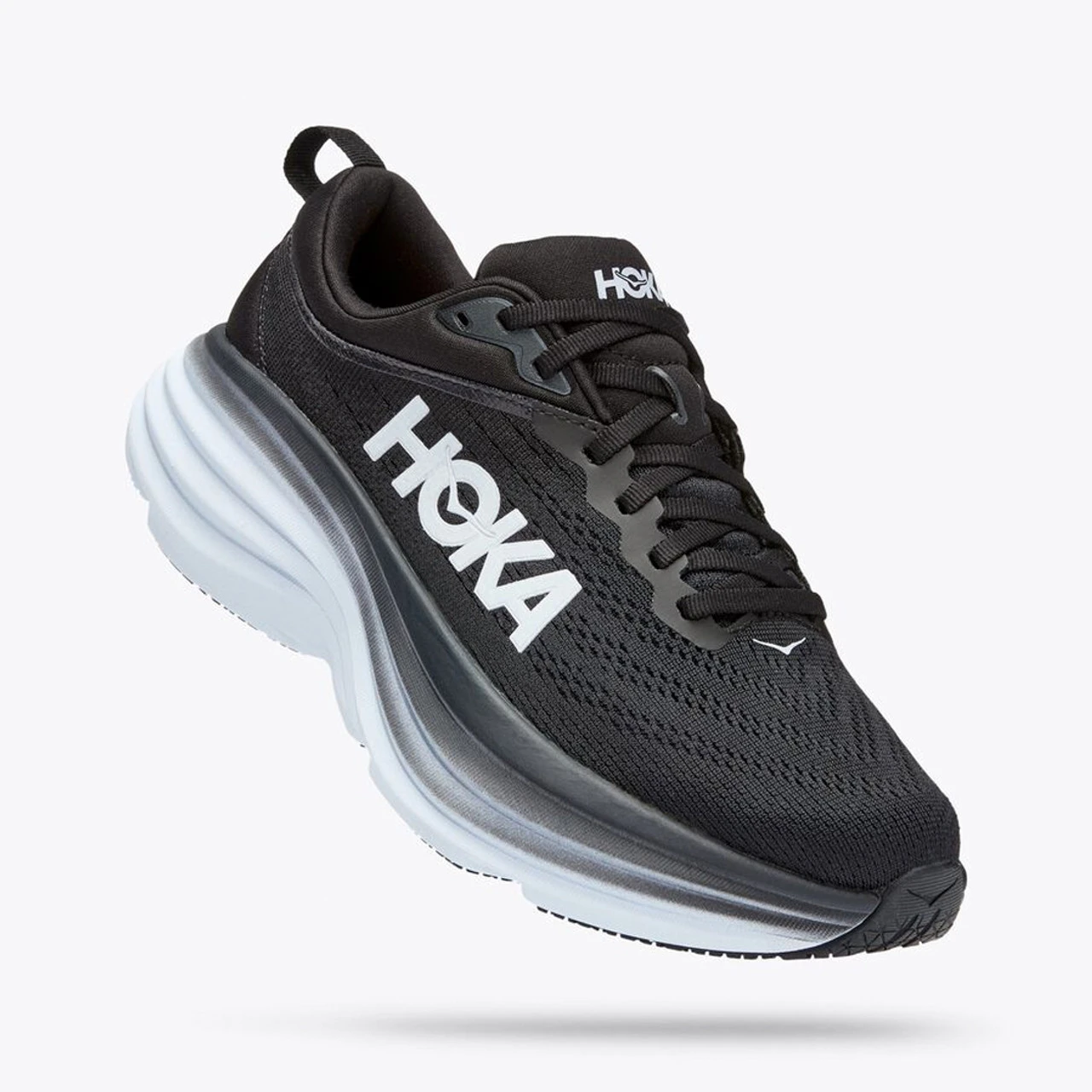 HOKA ONE ONE Women's Bondi 8 - Black / White (Medium Width) - Image 3