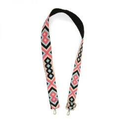 Joy Susan Guitar Strap - Fuchsia / Turquoise Embroidered Geometric