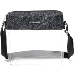 Baggallini Clear Stadium Crossbody - Midnight Blossom Print