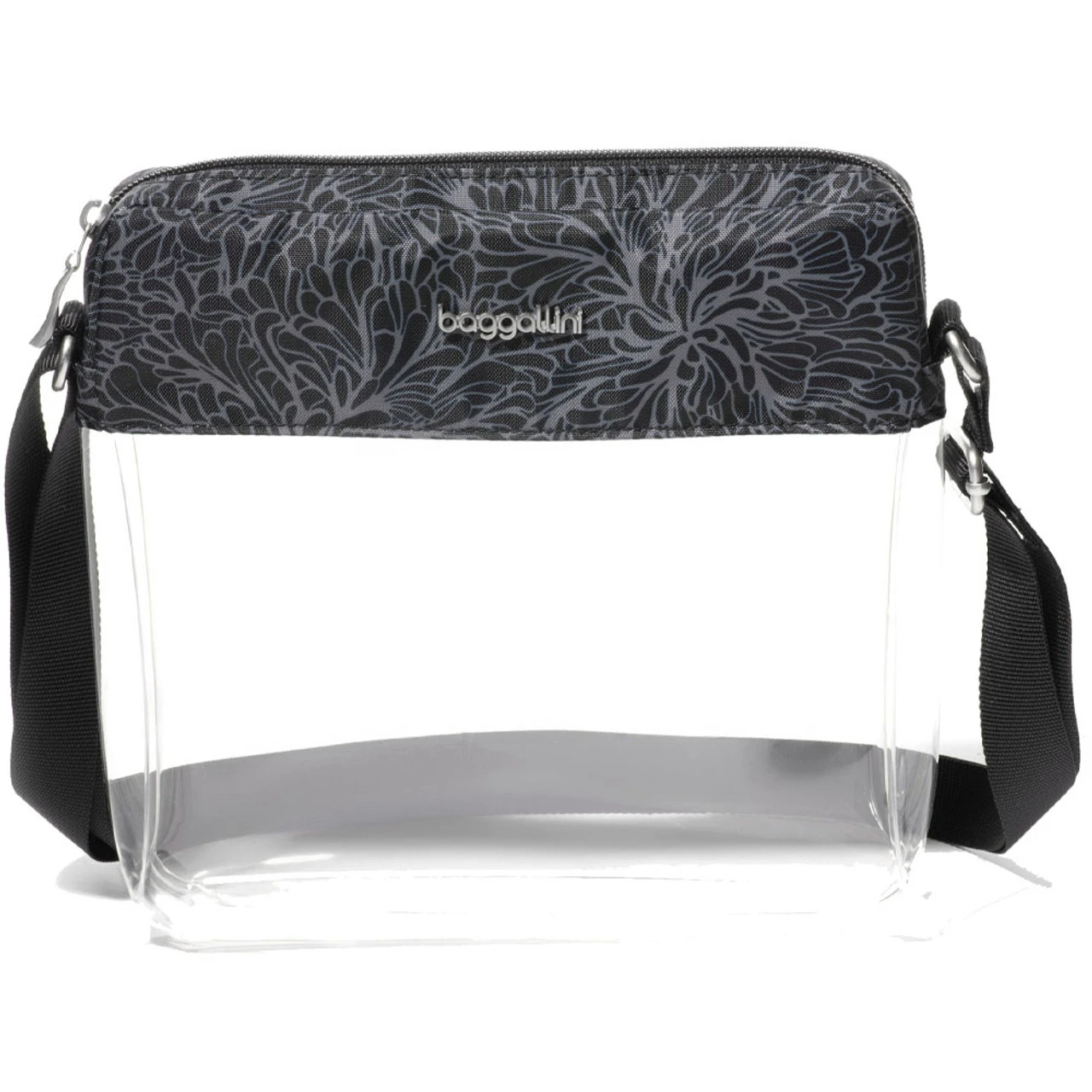 Baggallini Clear Stadium Crossbody - Midnight Blossom Print