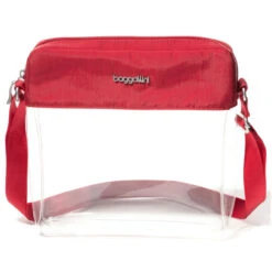 Baggallini Clear Stadium Crossbody - Red