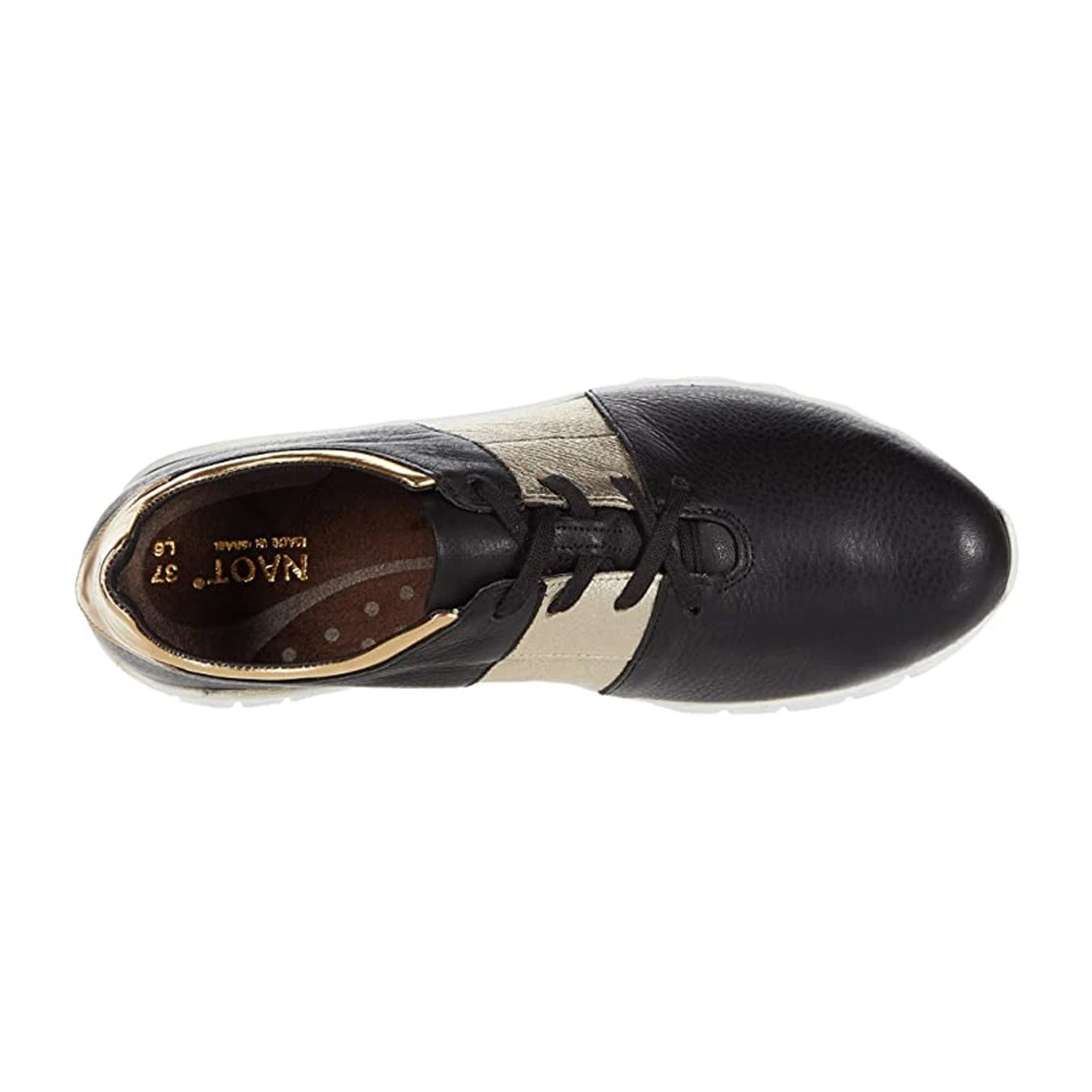 NAOT Women's Buzz - Soft Black Leather / Radiant Gold Leather / Soft Black Leather / Gold Leather - Image 5