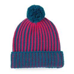 Verloop Chunky Rib Pom Hat - Fuchsia Teal