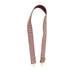 Joy Susan Guitar Strap - Embroidered Pink & Gray Wave